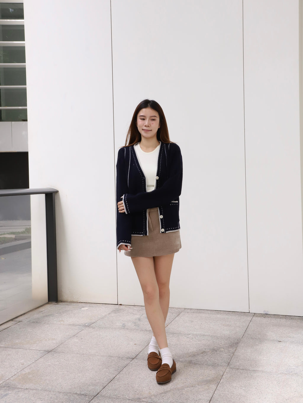 Gold Button Velvet Skirt