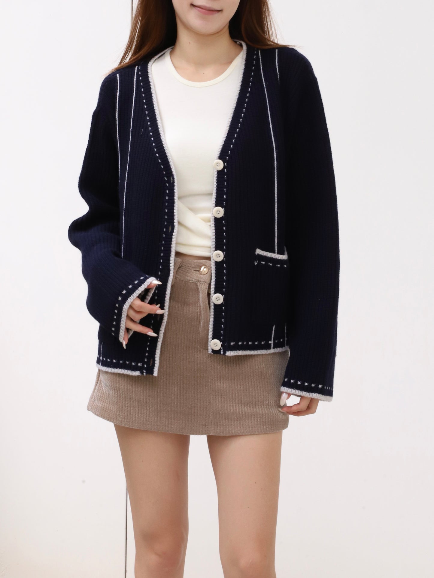 Gold Button Velvet Skirt