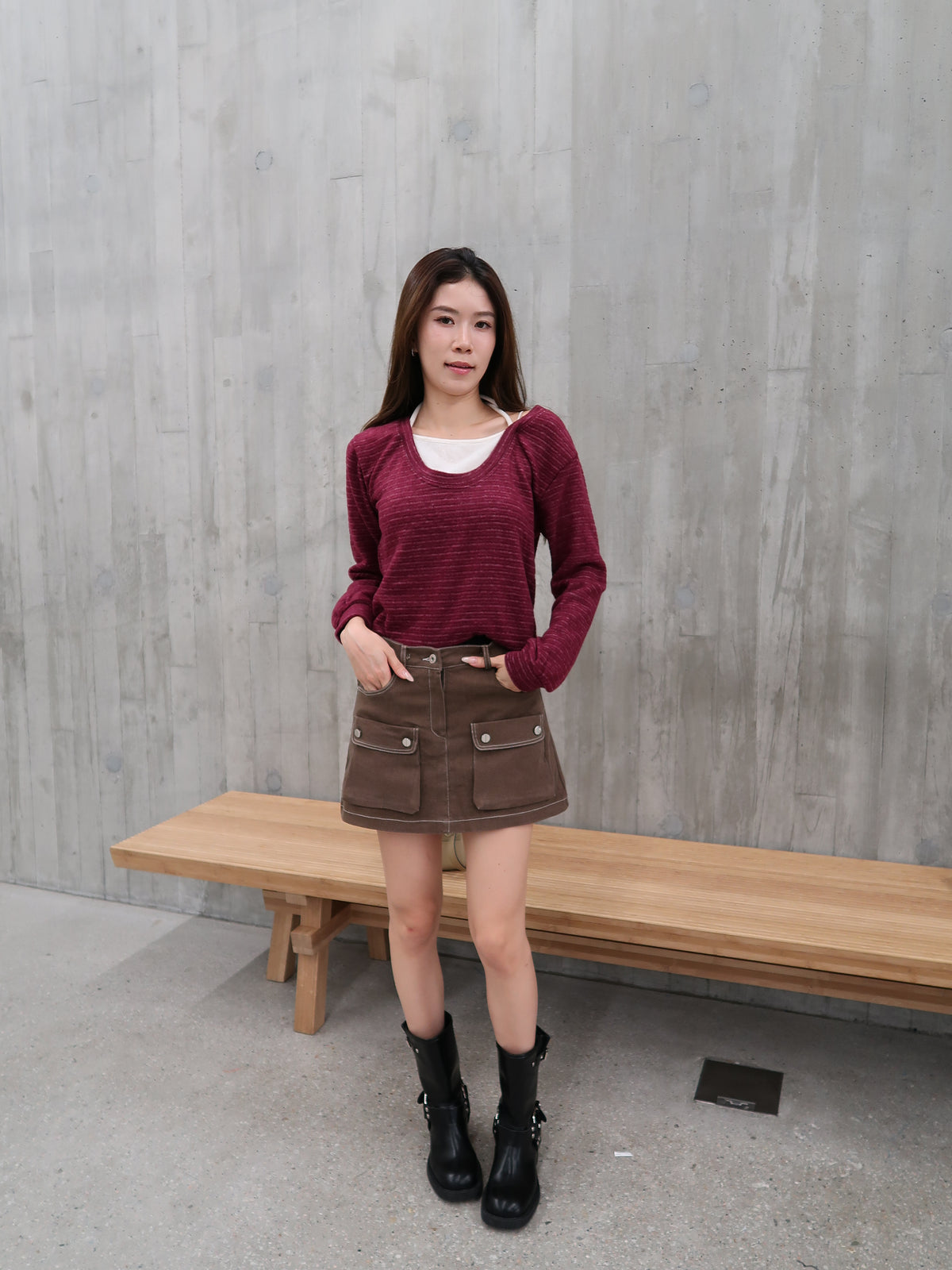 2 pockets denim skirt shorts