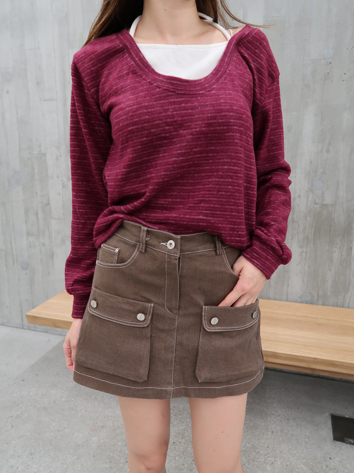 2 pockets denim skirt shorts