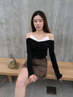 Two layer Mix Long Sleeves Top