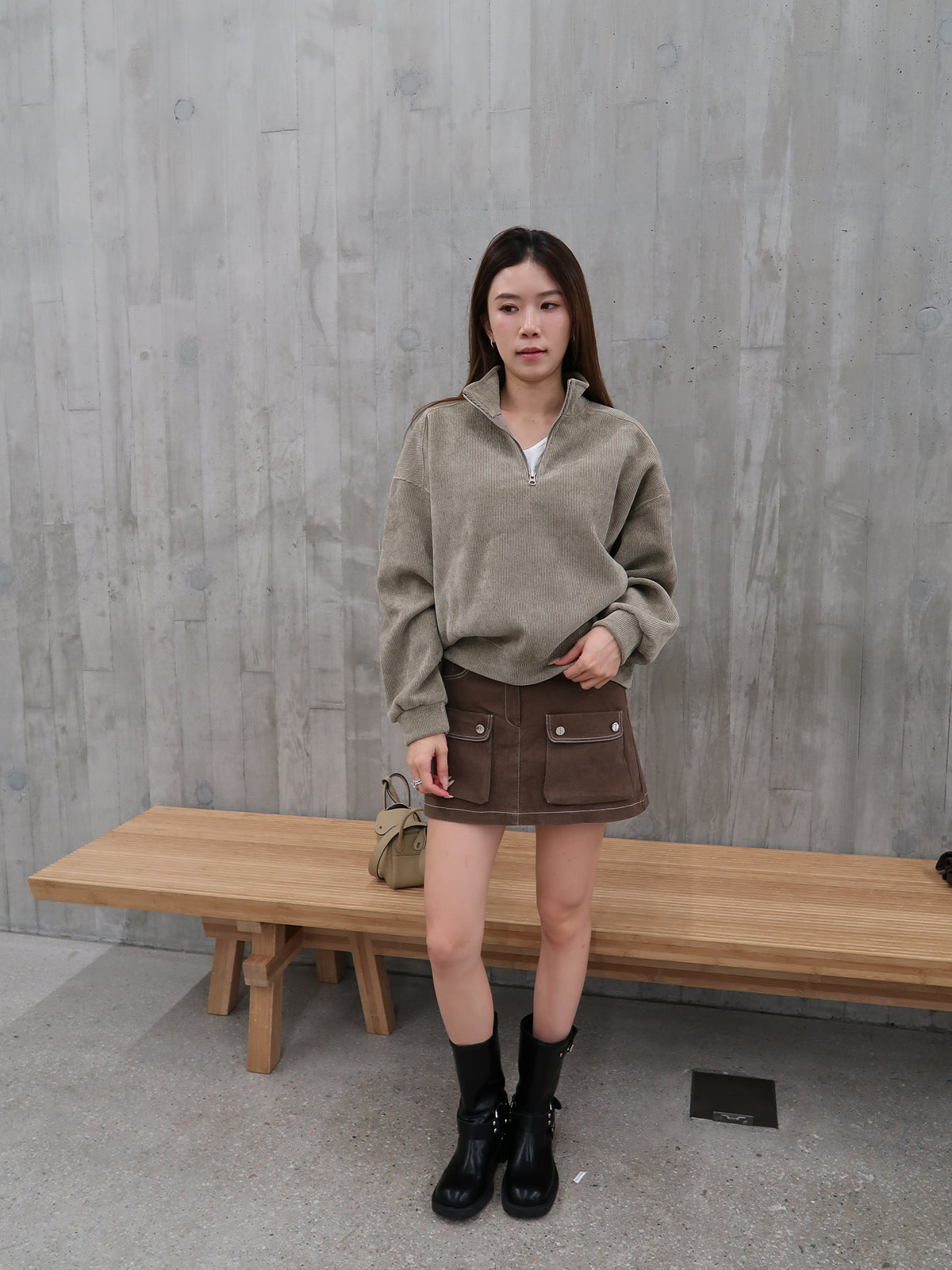Velvet Hooded Zip Up Sweater