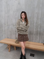 Velvet Hooded Zip Up Sweater
