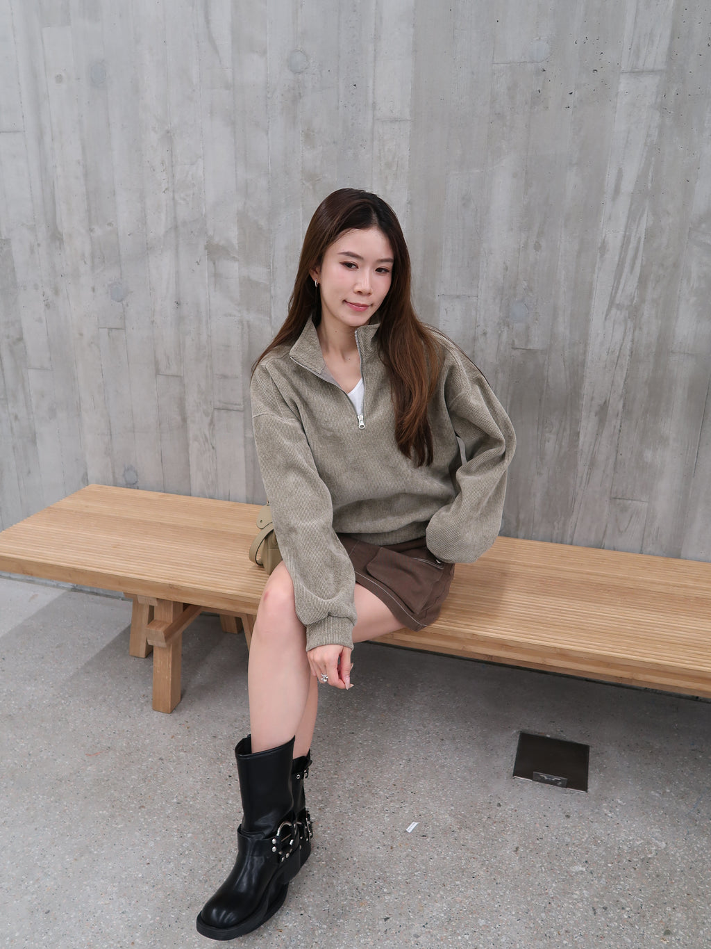 Velvet Hooded Zip Up Sweater