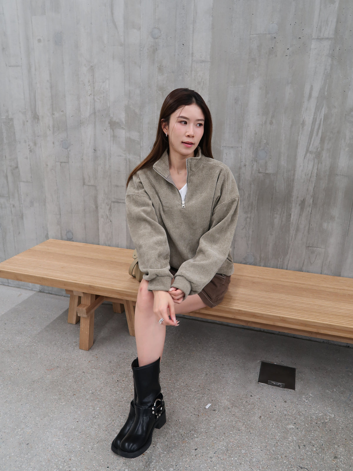 Velvet Hooded Zip Up Sweater