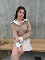 Shirt Knitted Mix Long Sleeves Top