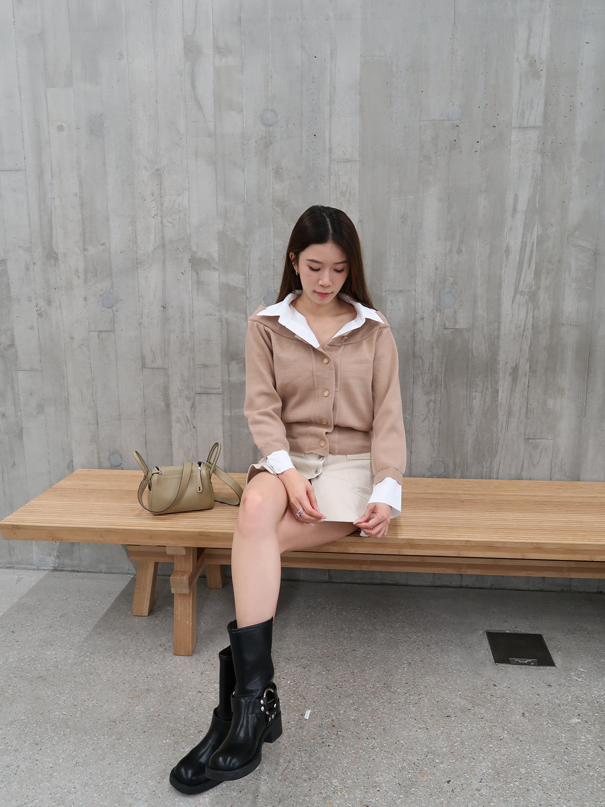 Shirt Knitted Mix Long Sleeves Top