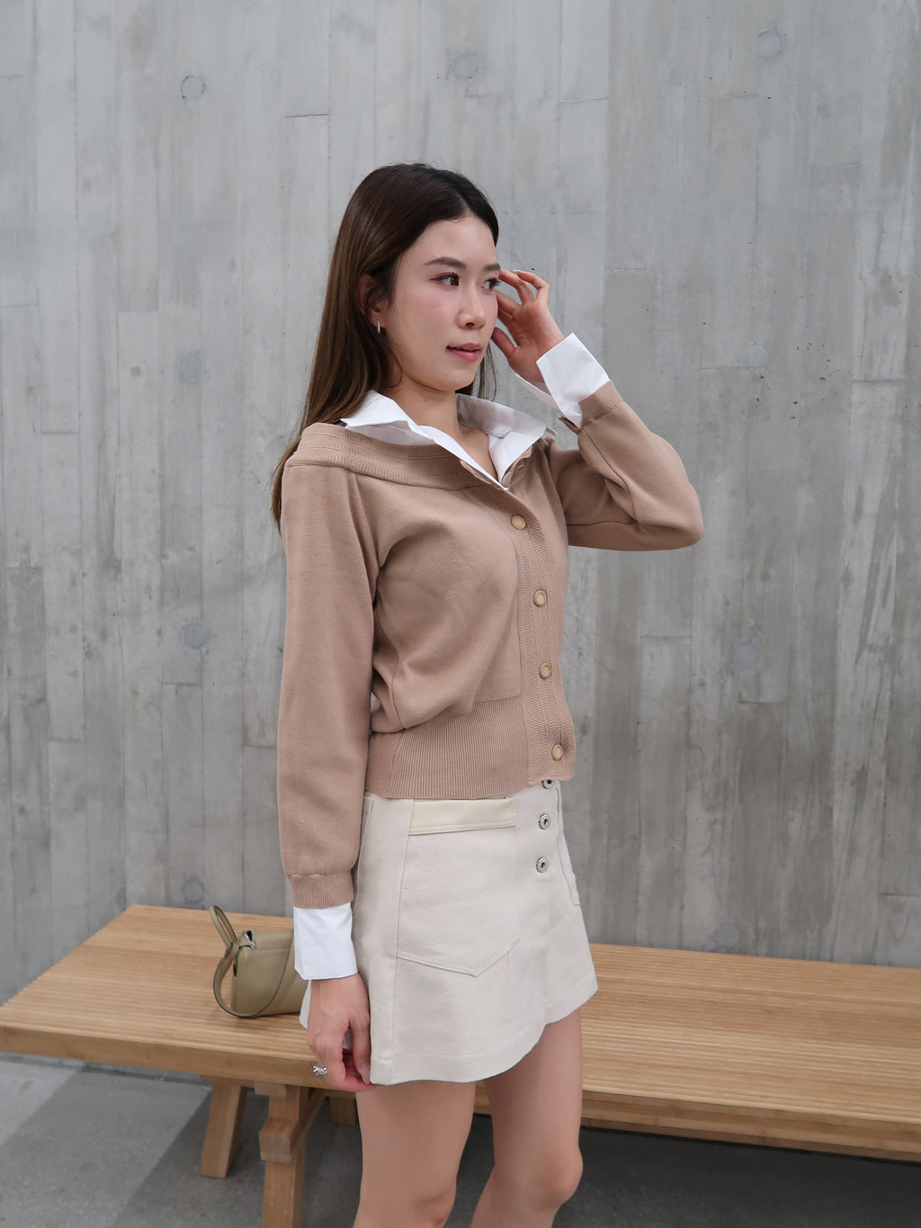 Shirt Knitted Mix Long Sleeves Top