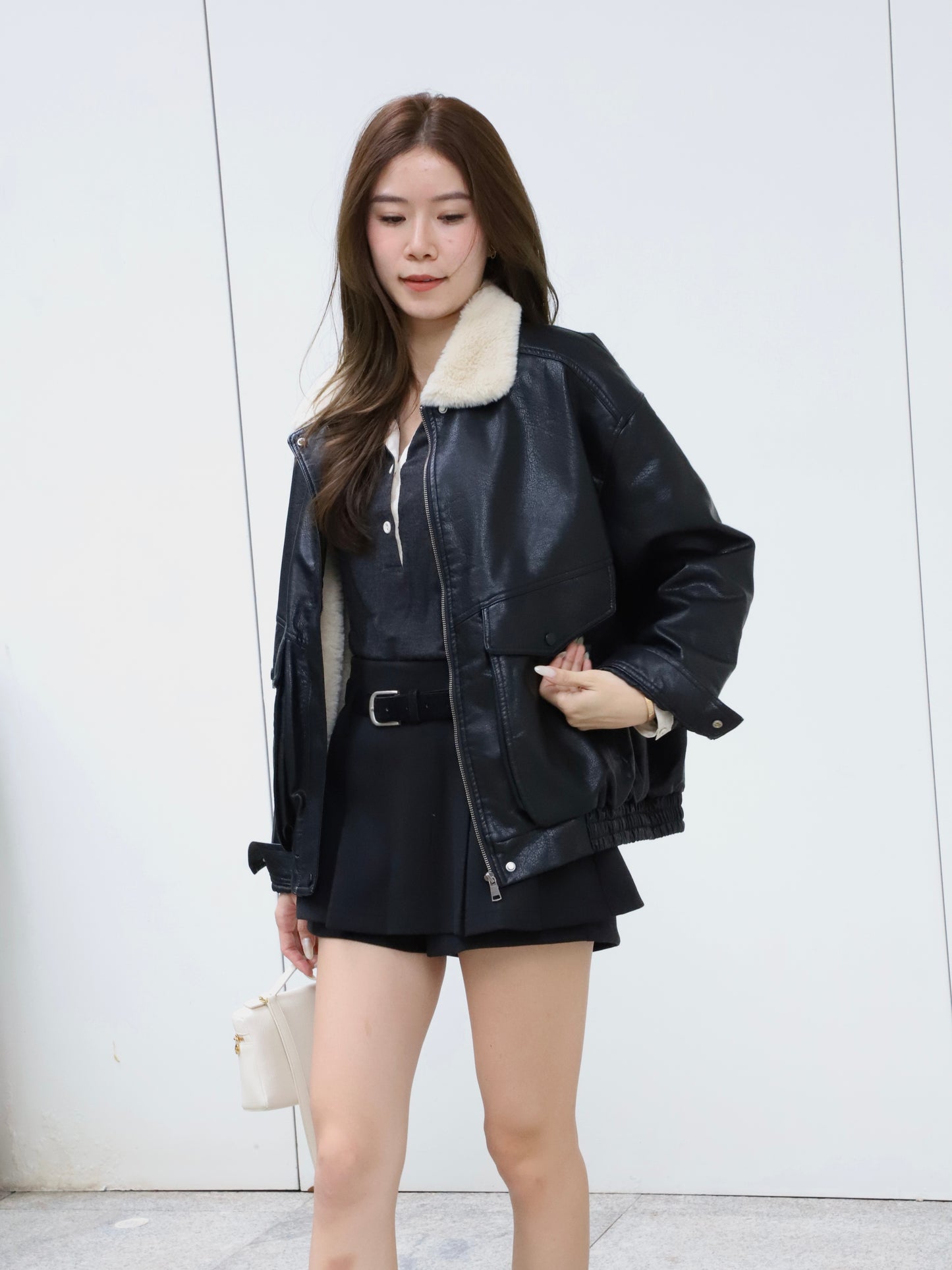 Fluffy Inside Leather Jacket