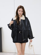 Fluffy Inside Leather Jacket