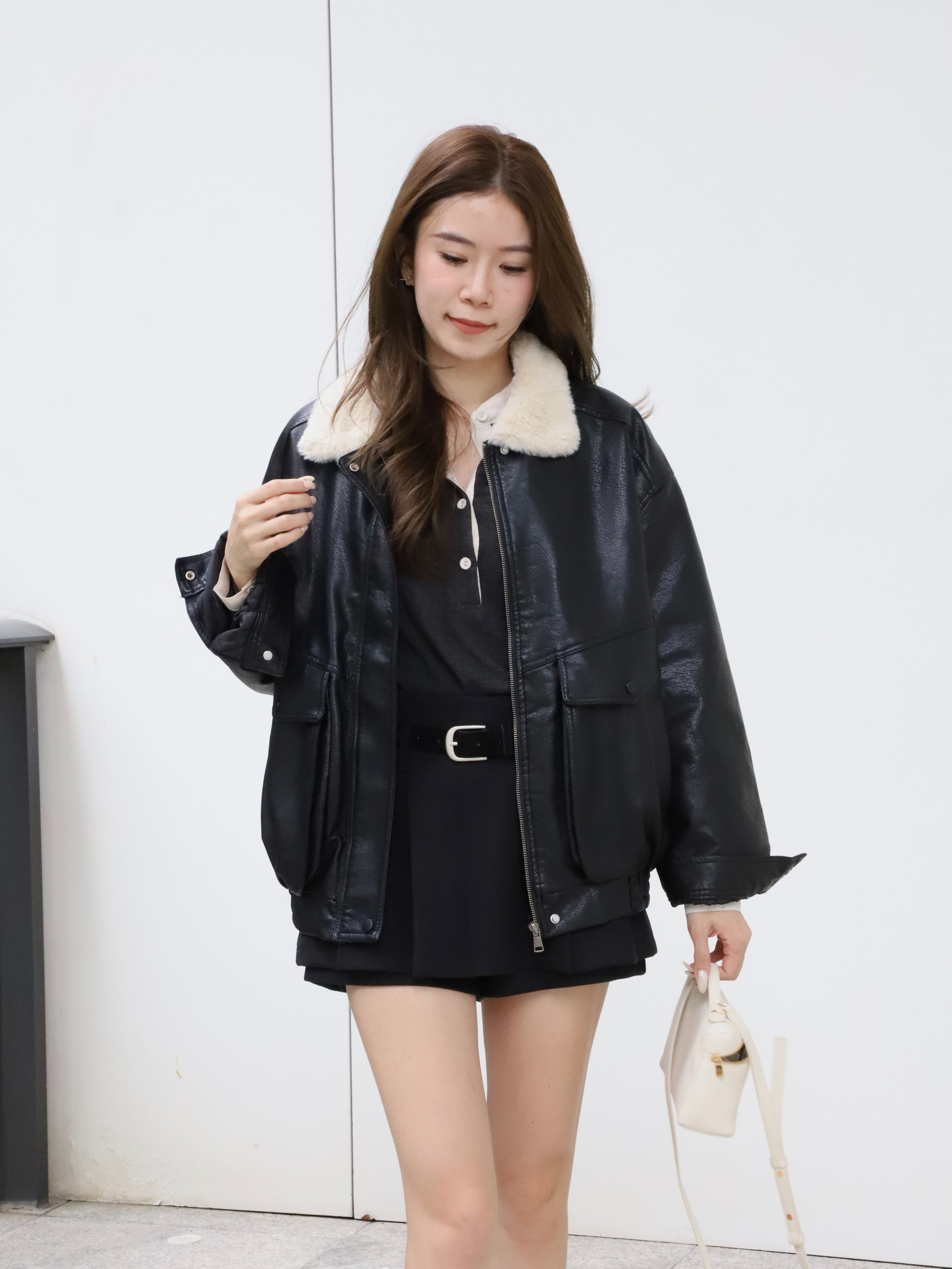 Fluffy Inside Leather Jacket