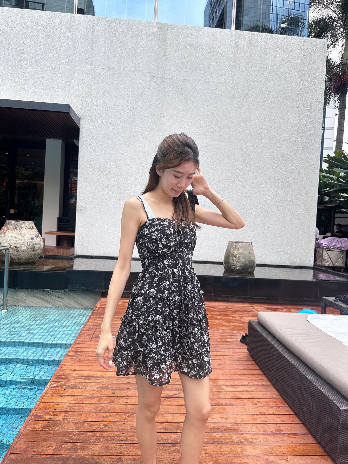 Black Floral Mini Dress