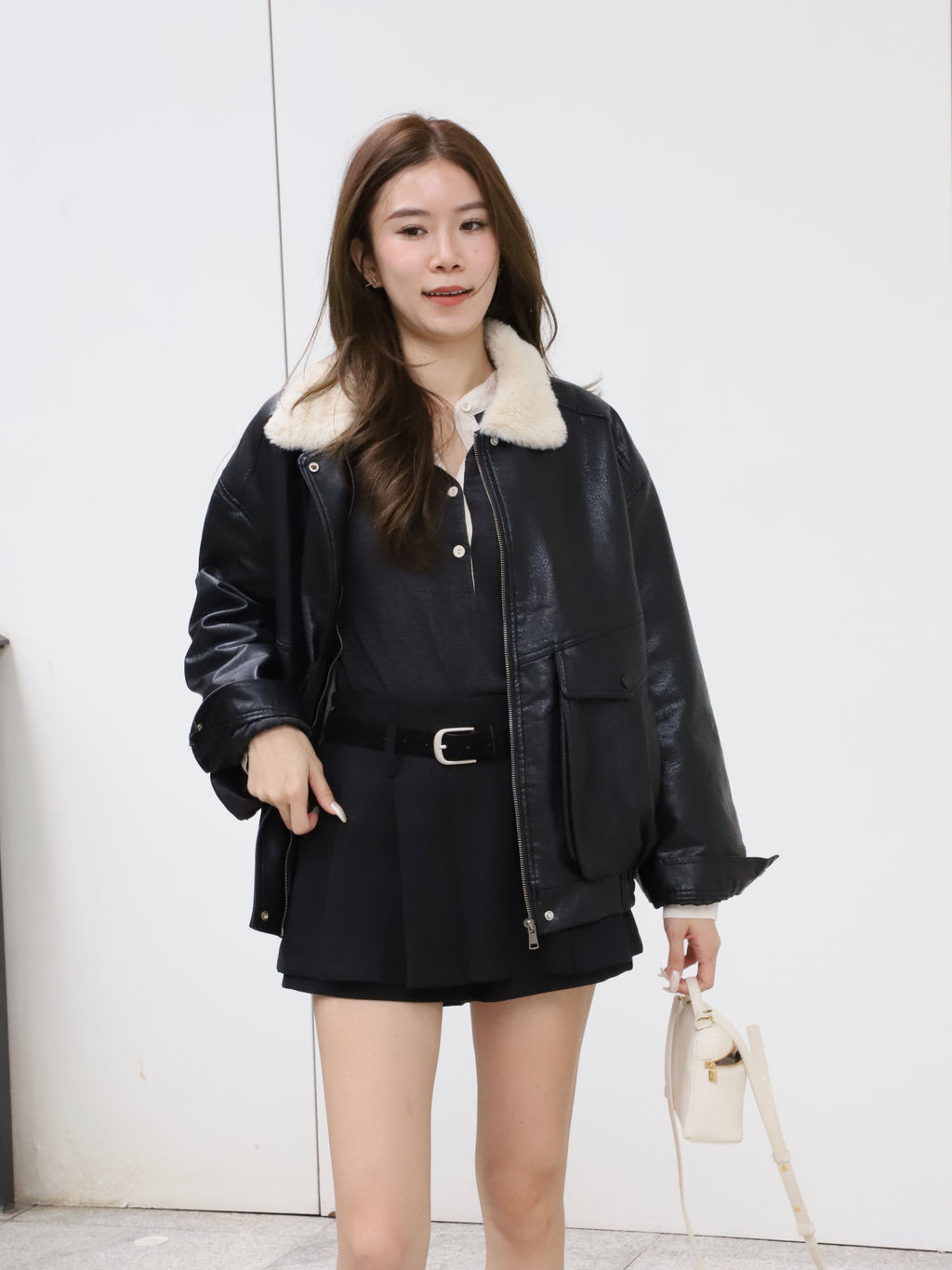 Fluffy Inside Leather Jacket