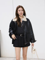 Fluffy Inside Leather Jacket