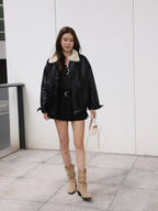 Fluffy Inside Leather Jacket