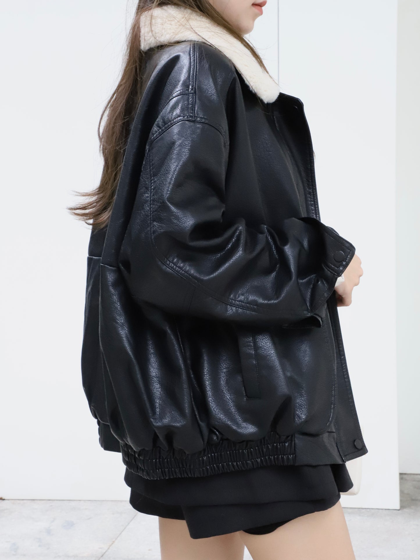 Fluffy Inside Leather Jacket