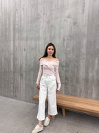 Lace Cross Layered Long Sleeves Top