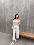 Lace Cross Layered Long Sleeves Top