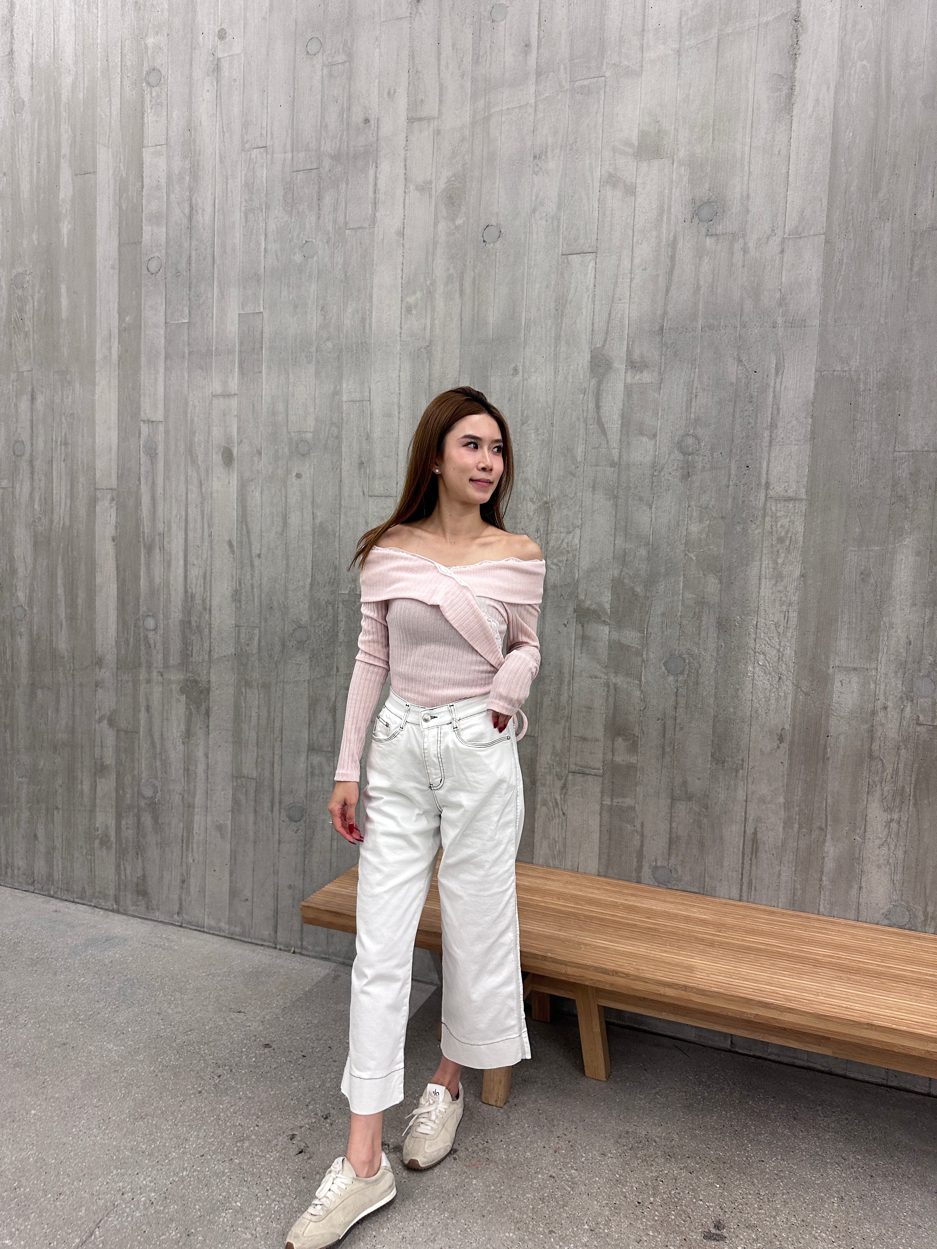 Lace Cross Layered Long Sleeves Top