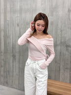 Lace Cross Layered Long Sleeves Top