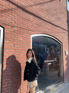 Collar Neck Designed Wool Jacket
