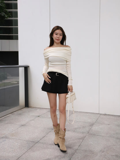 Knitted Thin Off Shoulder Top
