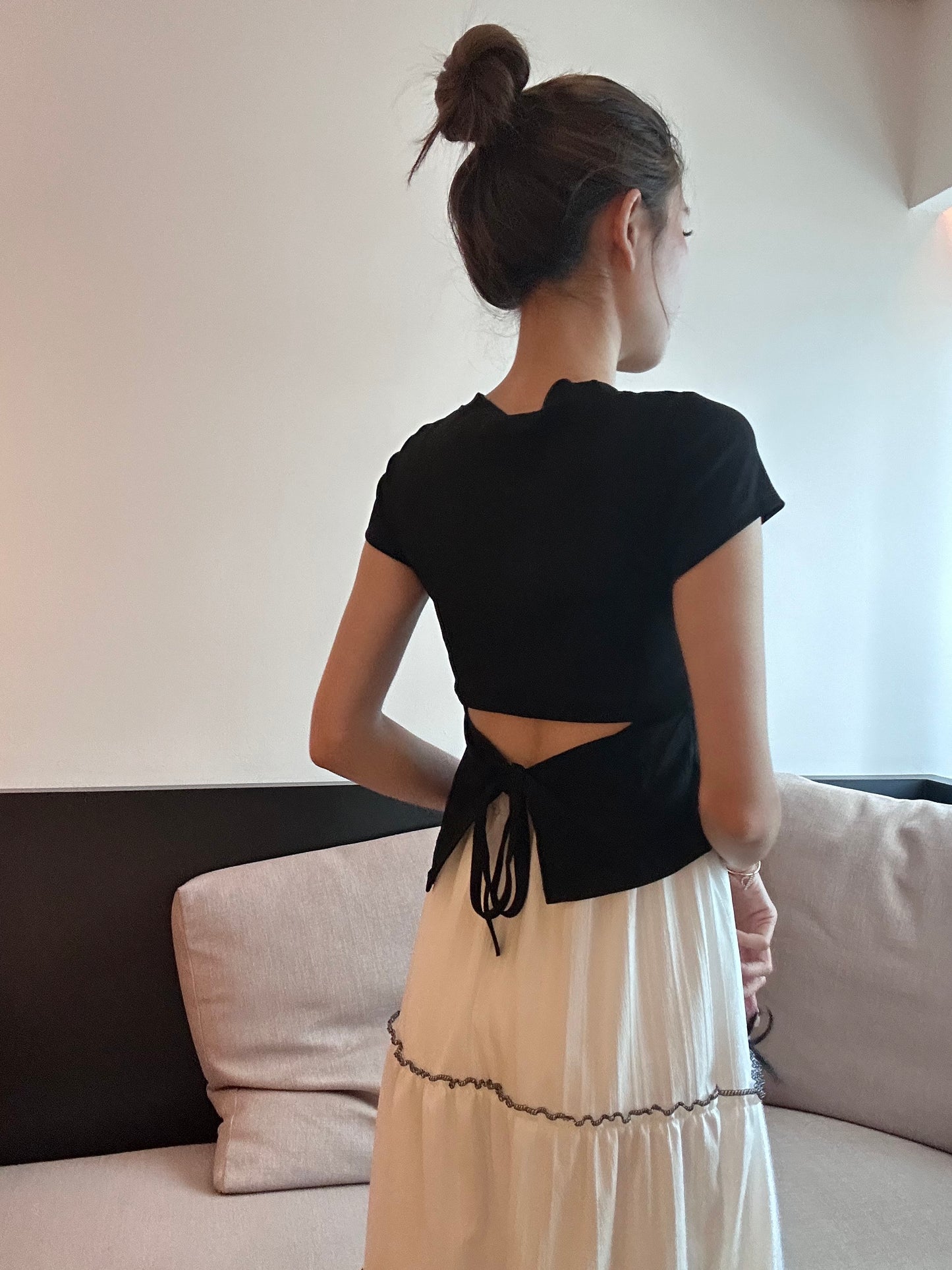 Back Tied Cotton T Top