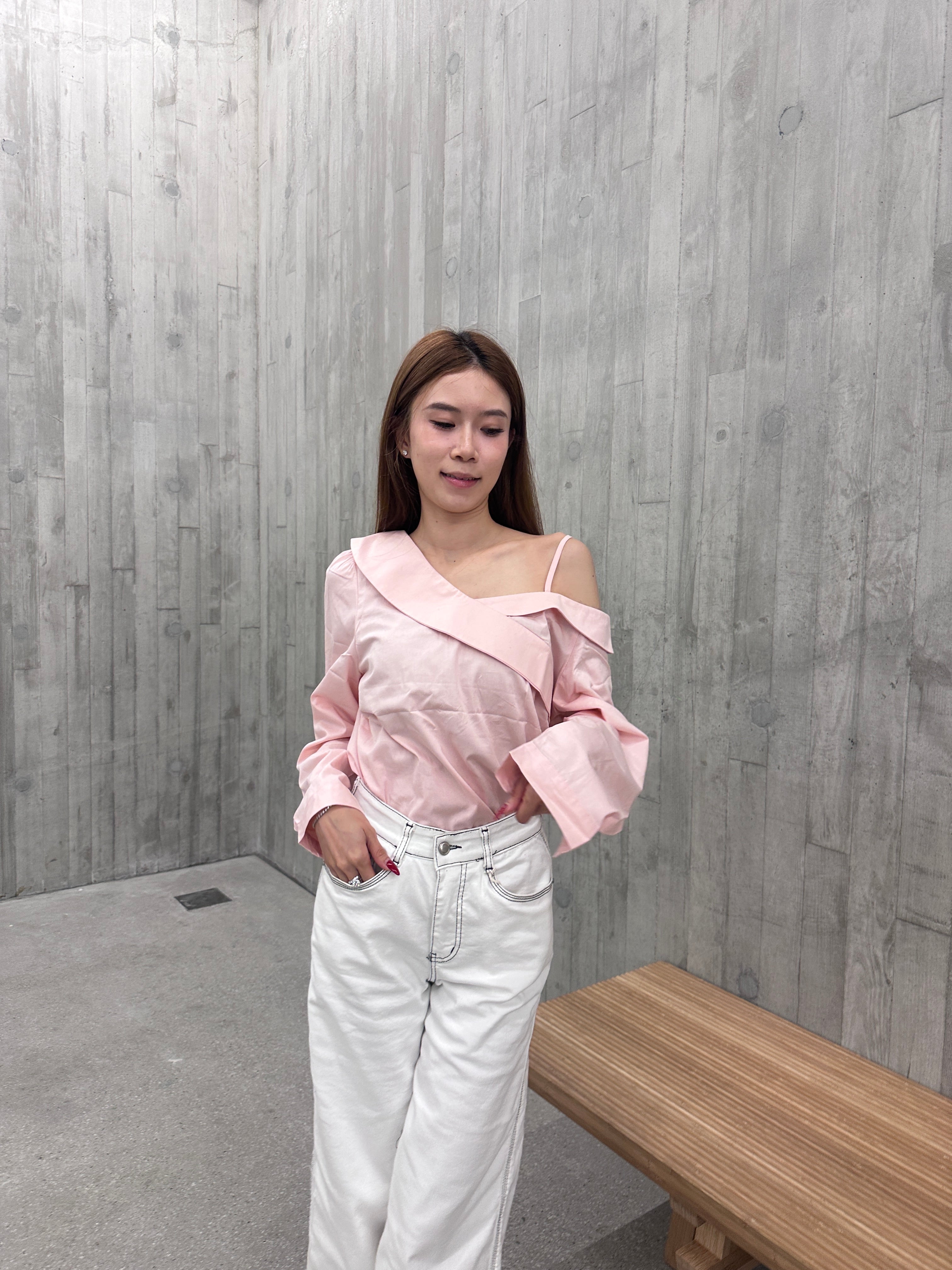 One Side Off Shoulder Shirt Top