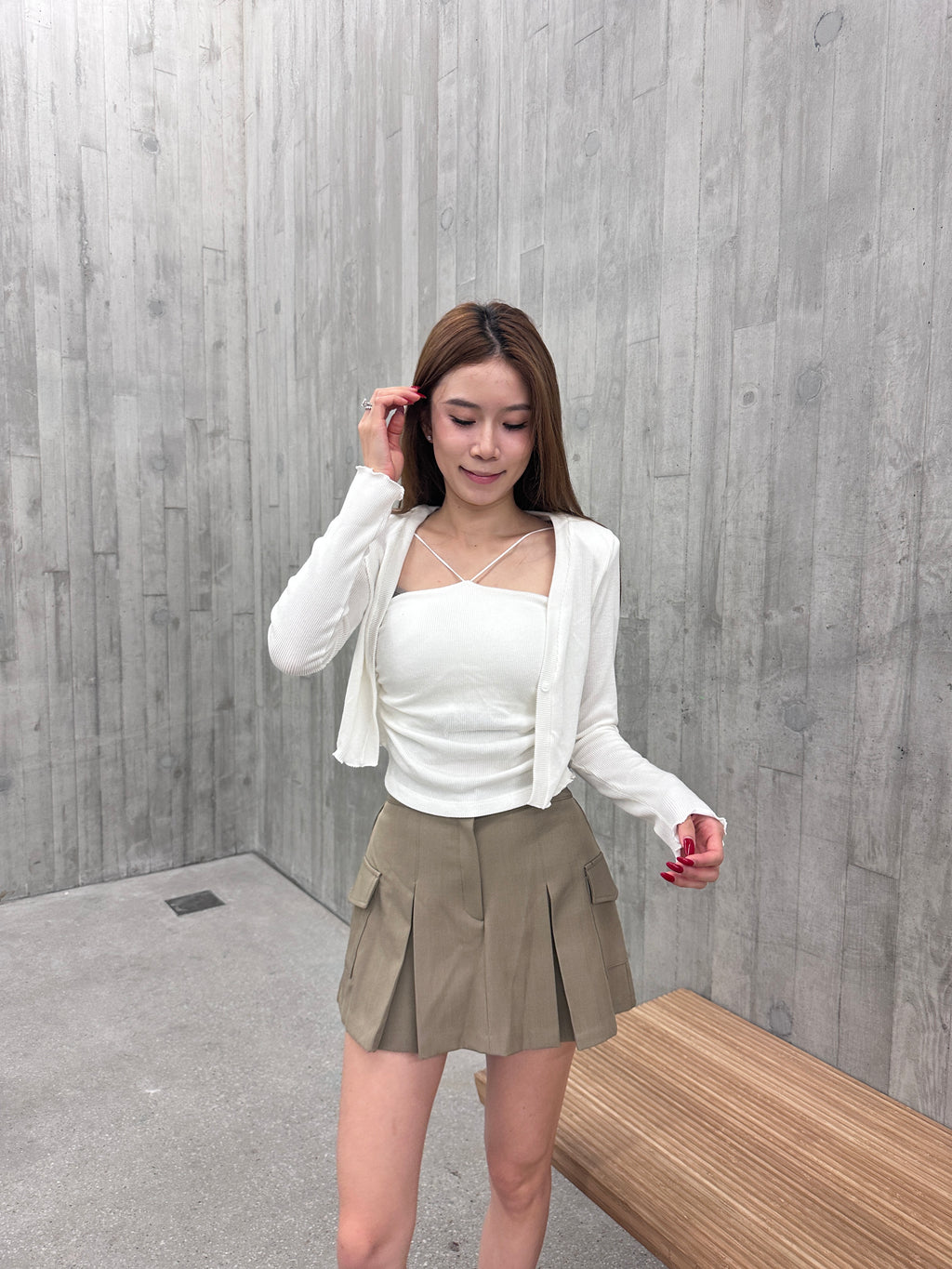 Pleated Cargo Skirt Short