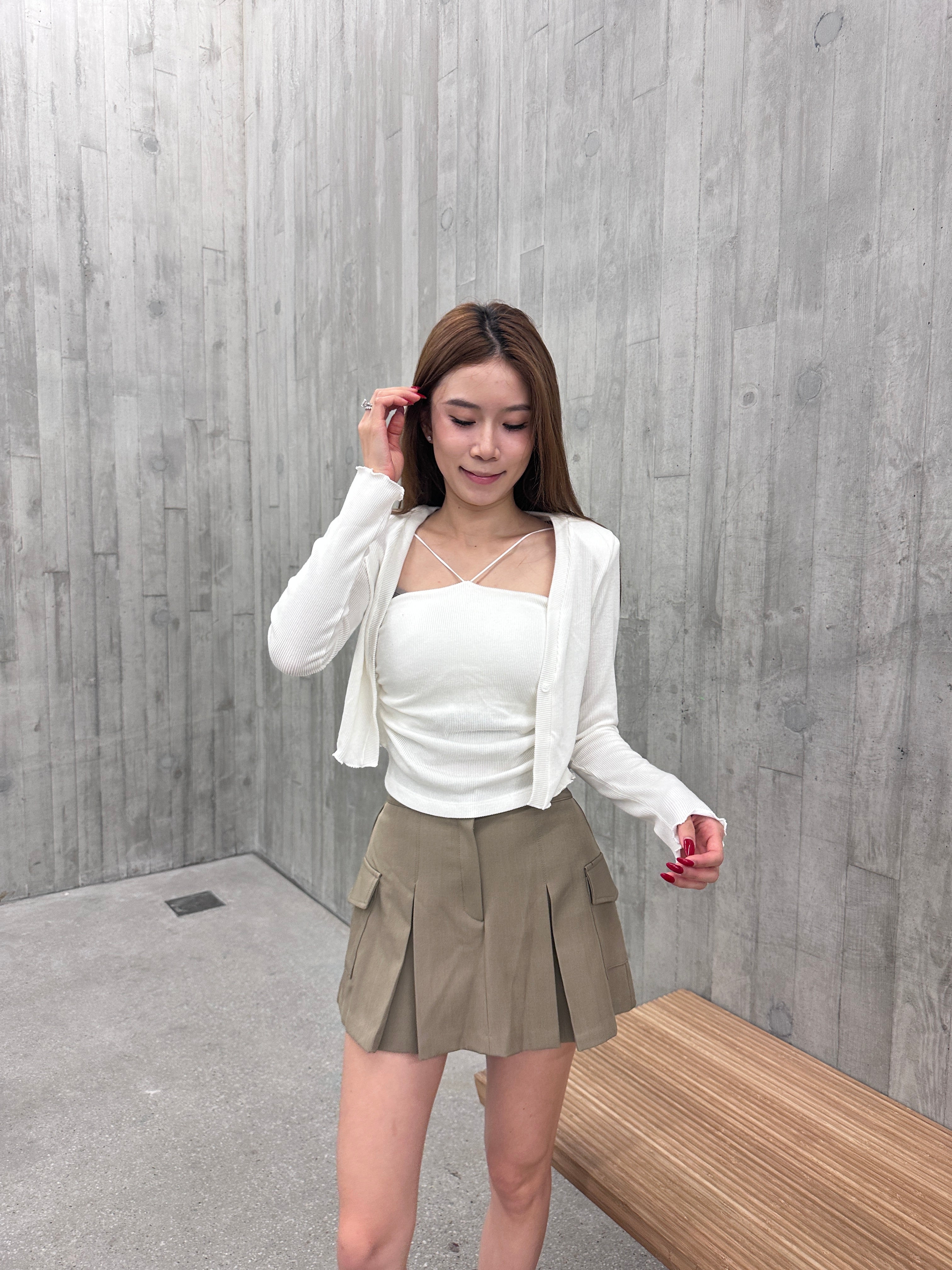 Pleated Cargo Skirt Short