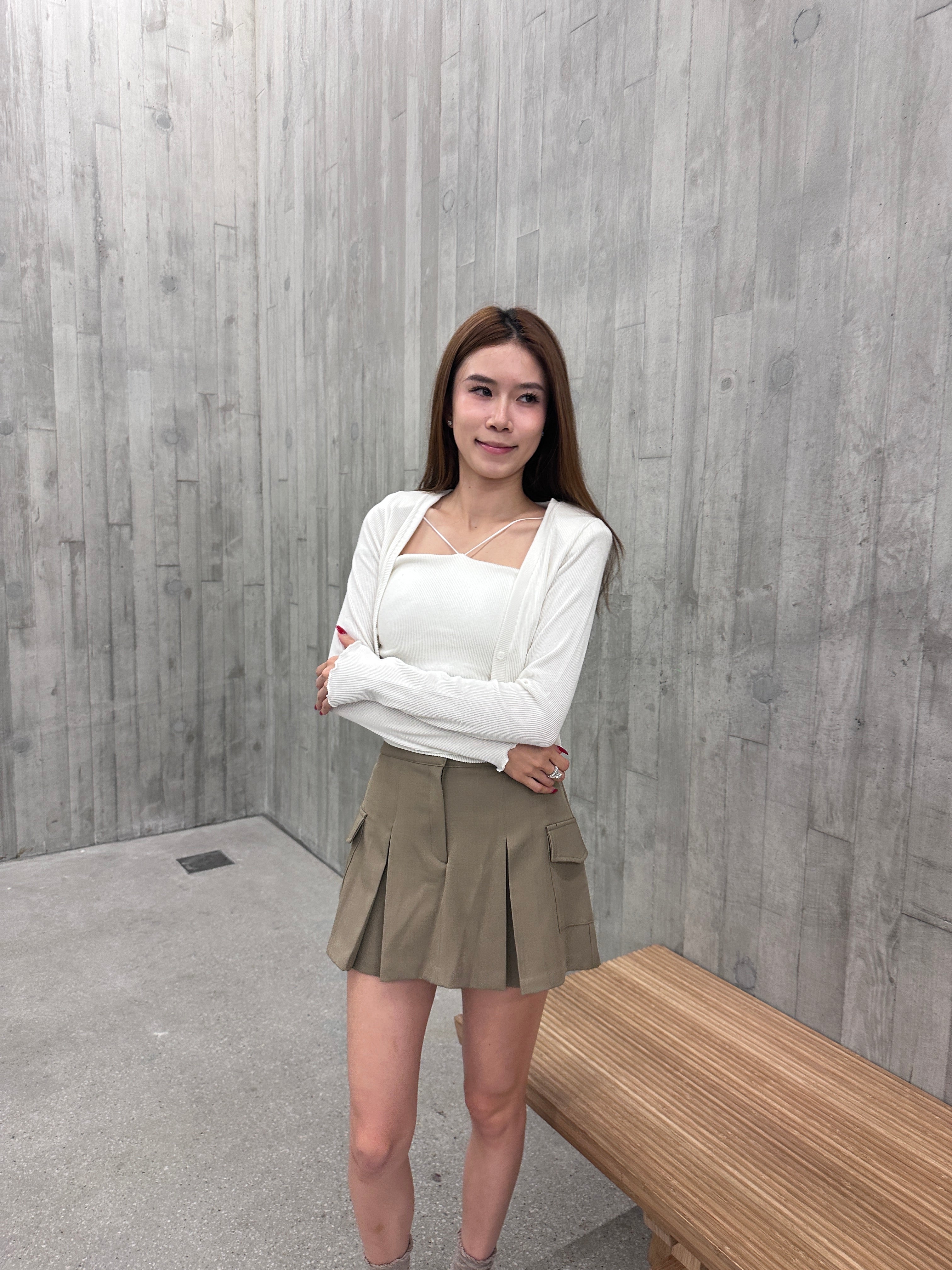 Pleated Cargo Skirt Short