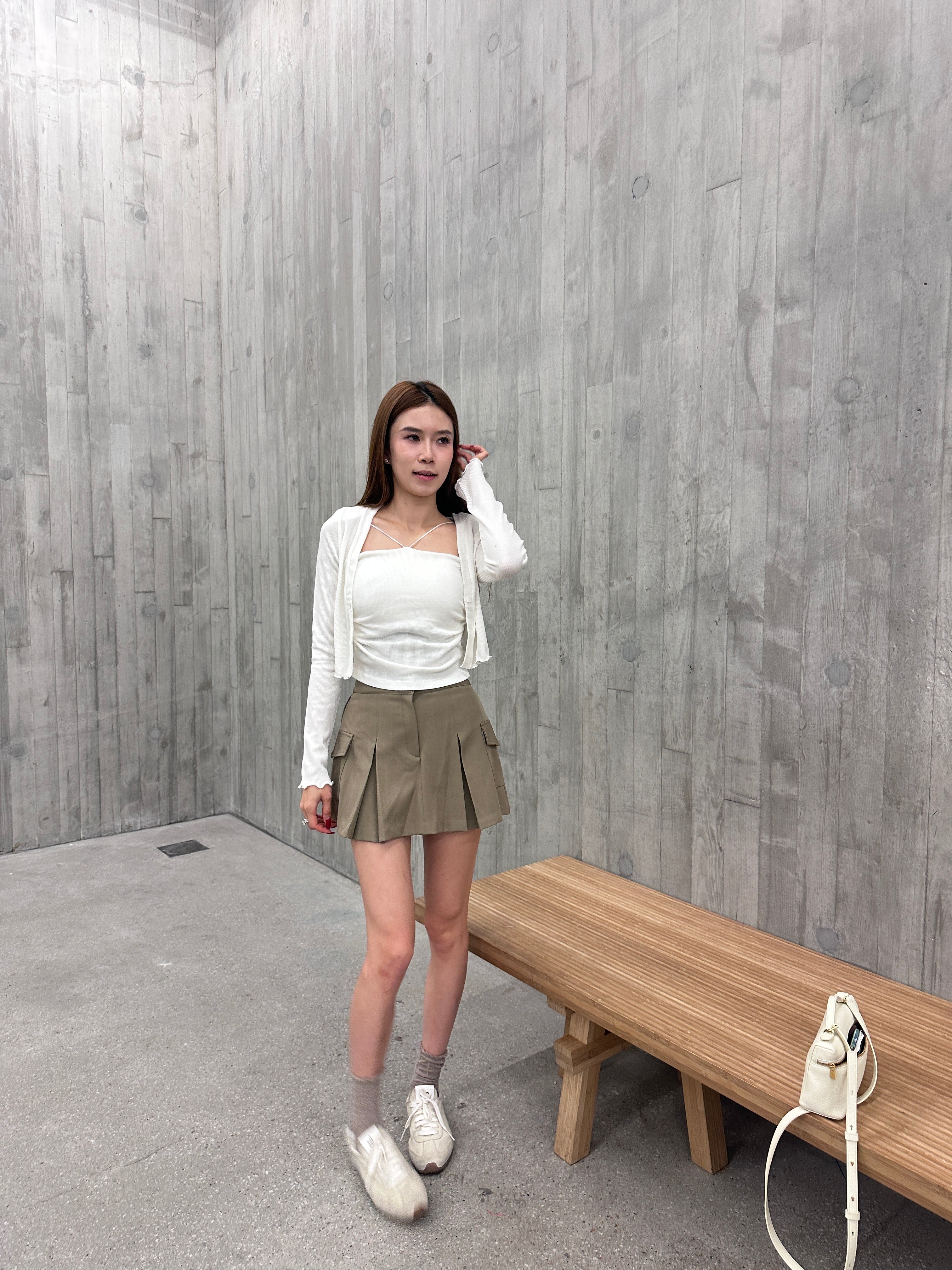 Pleated Cargo Skirt Short