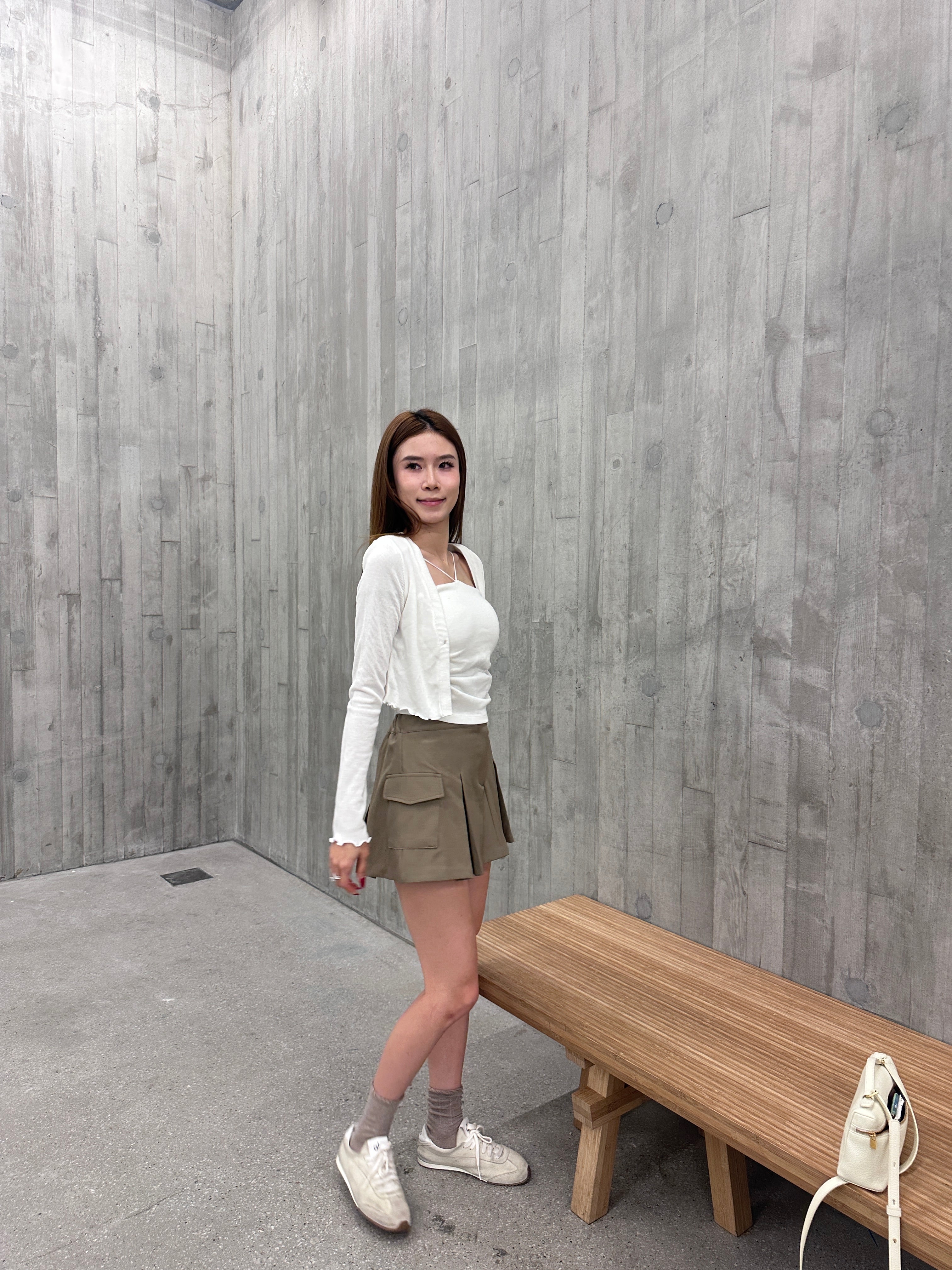 Pleated Cargo Skirt Short