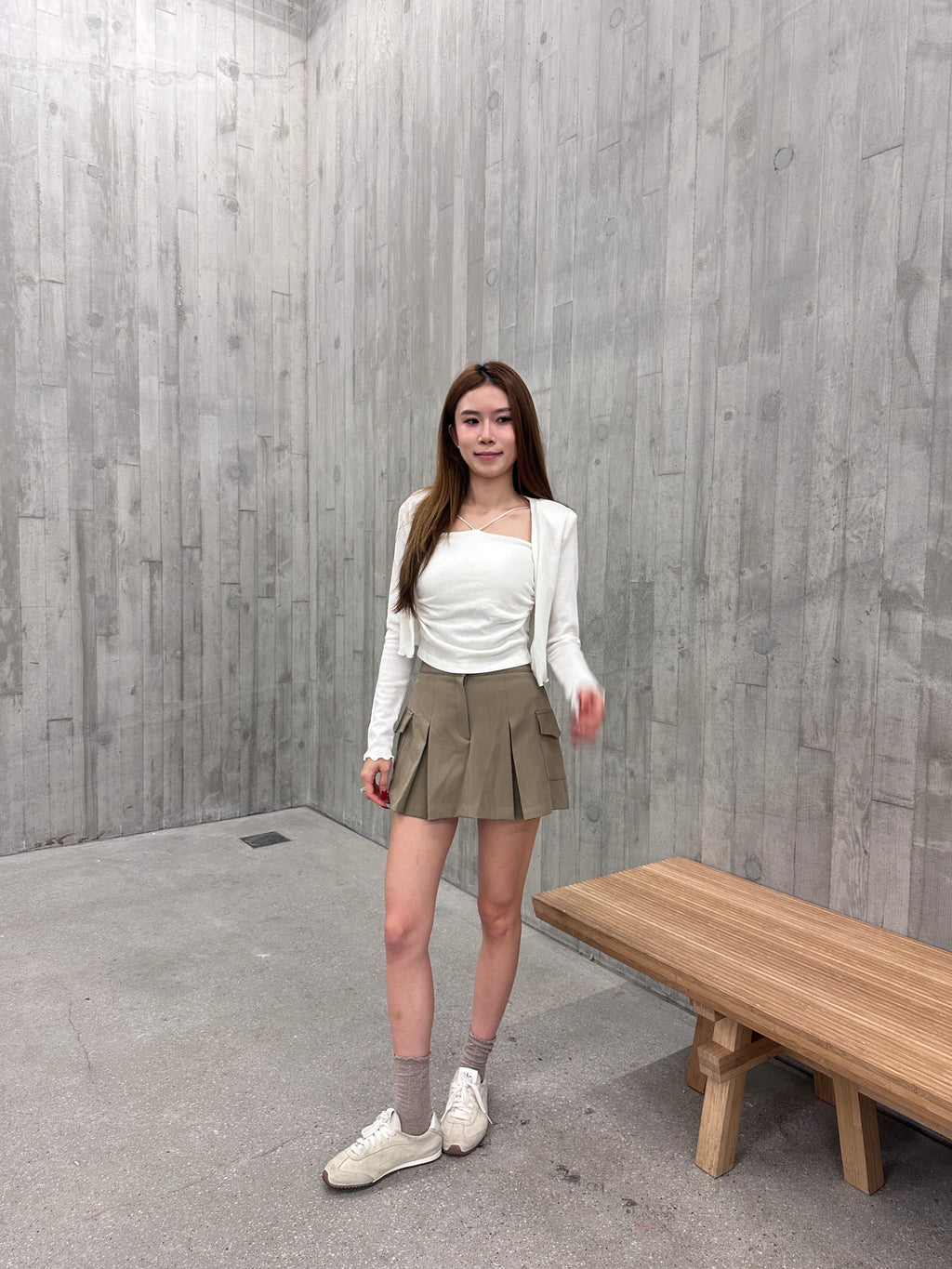 Pleated Cargo Skirt Short