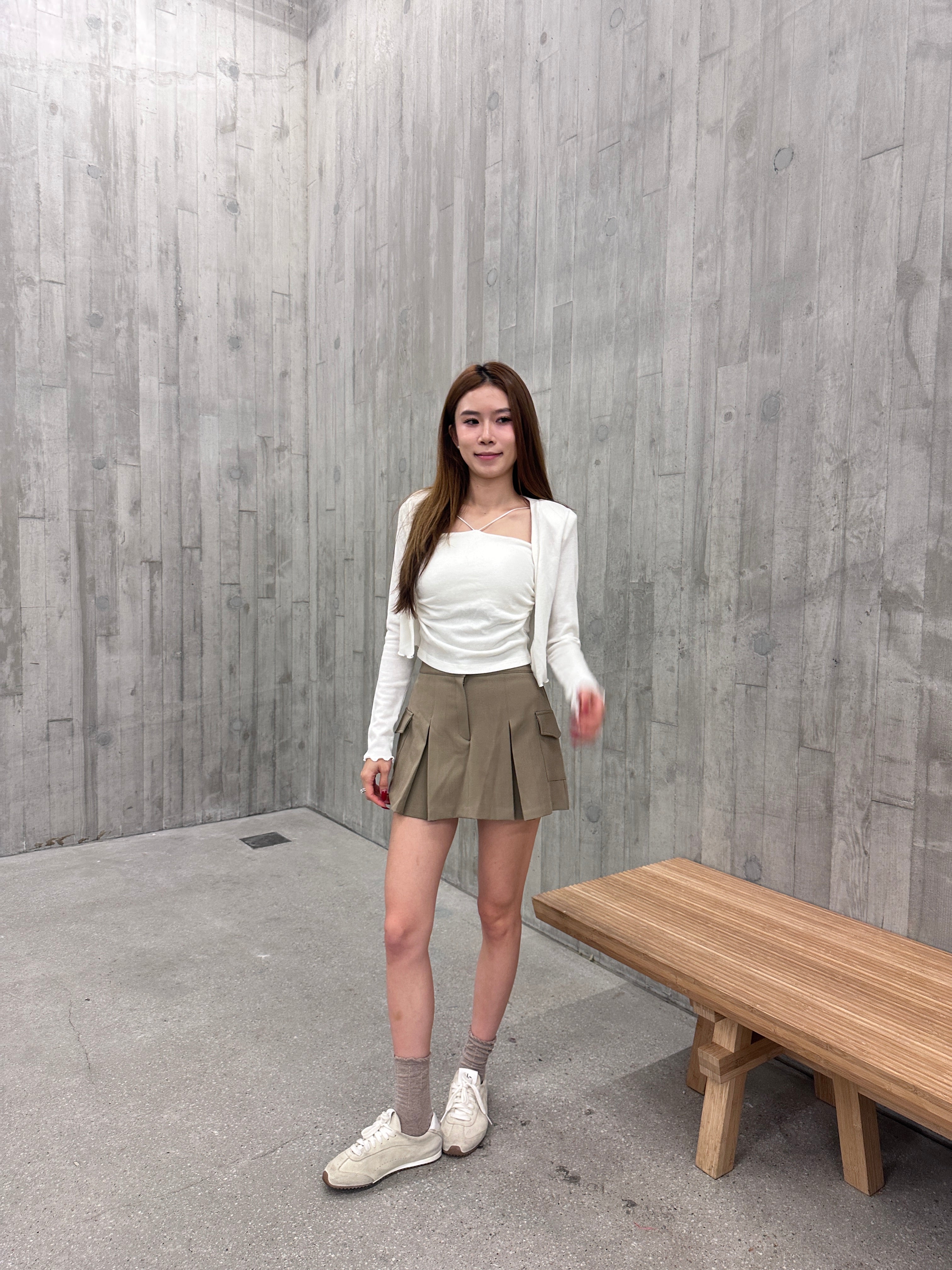 Pleated Cargo Skirt Short