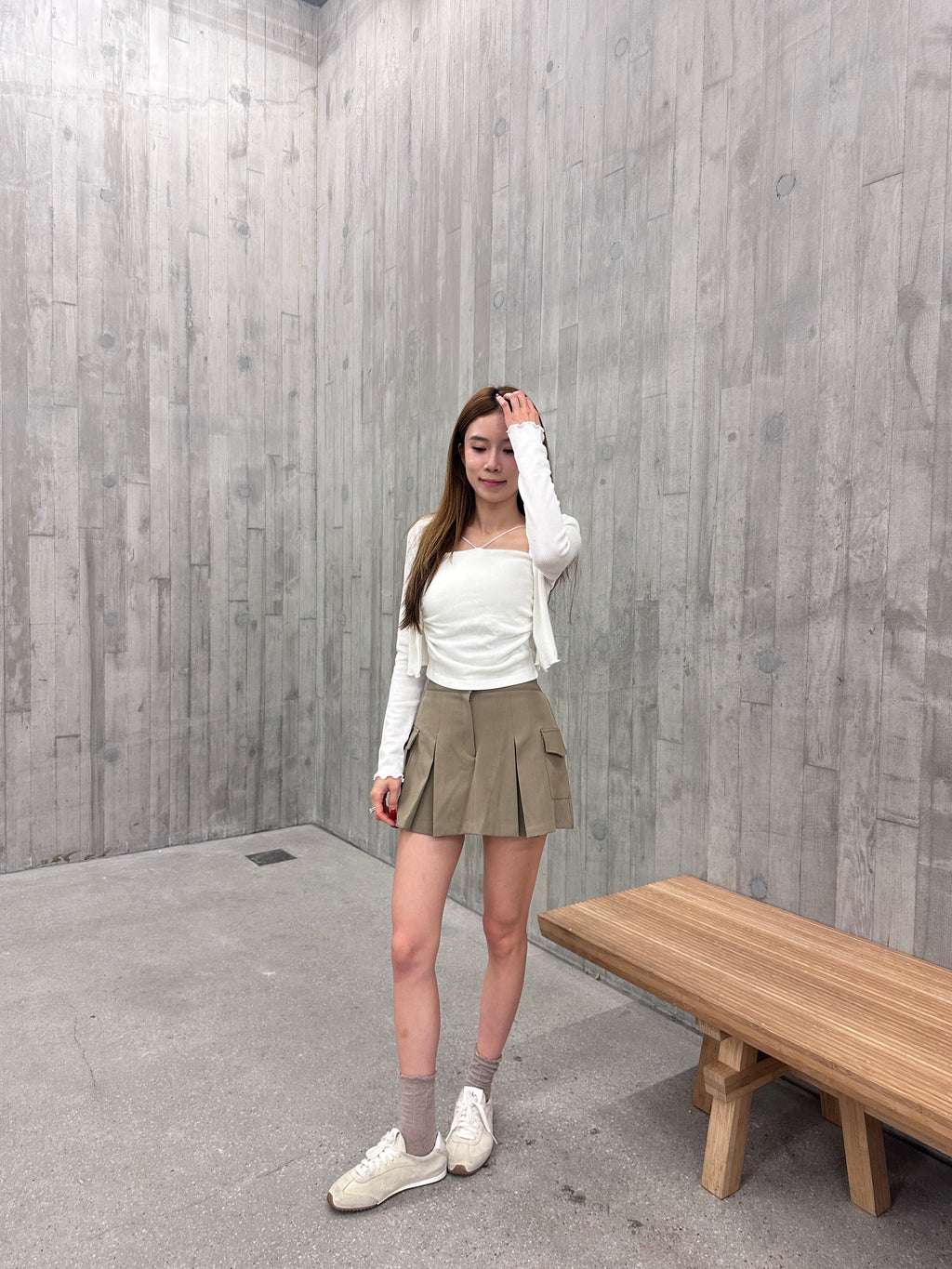 Pleated Cargo Skirt Short