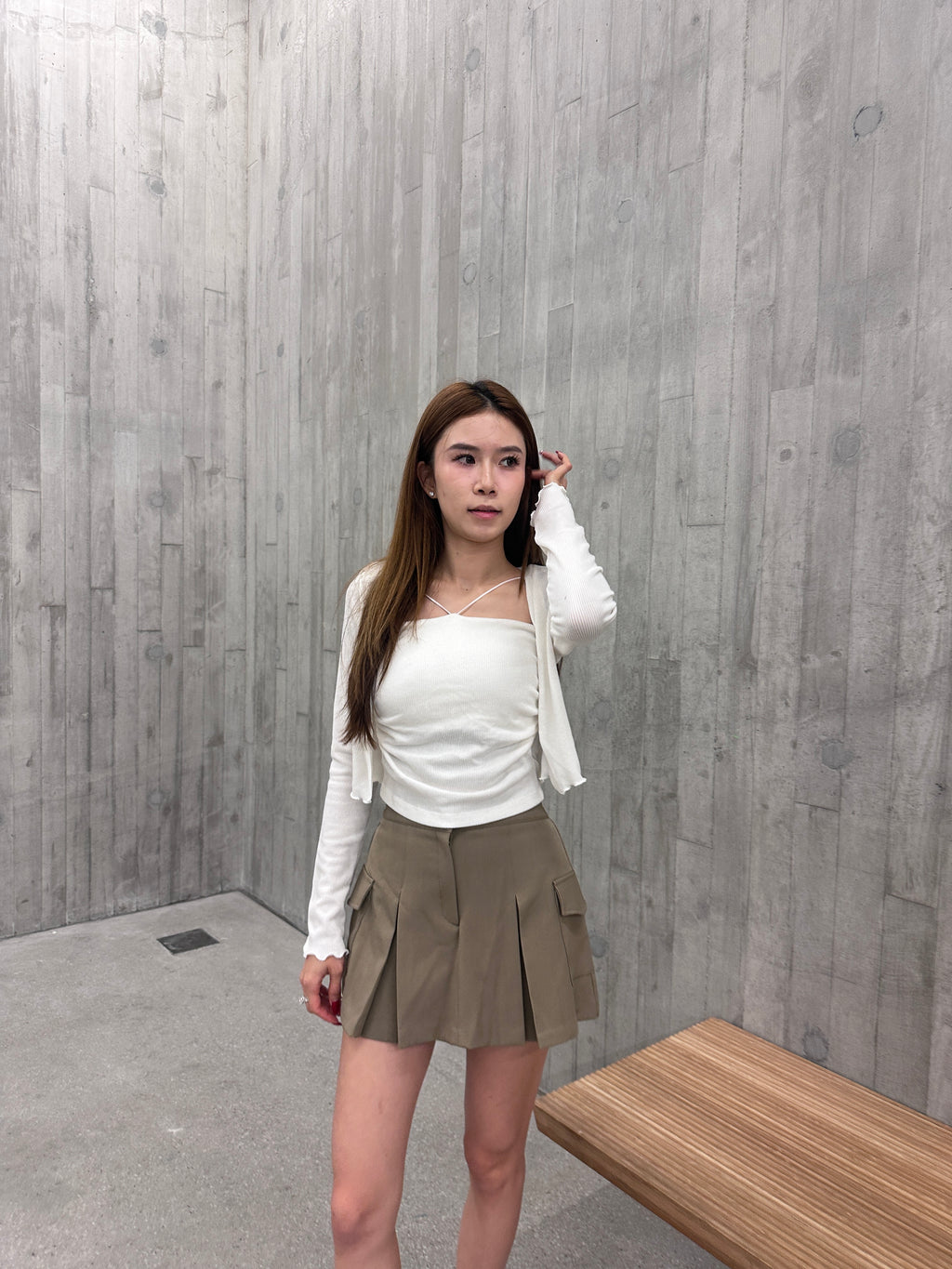 Pleated Cargo Skirt Short