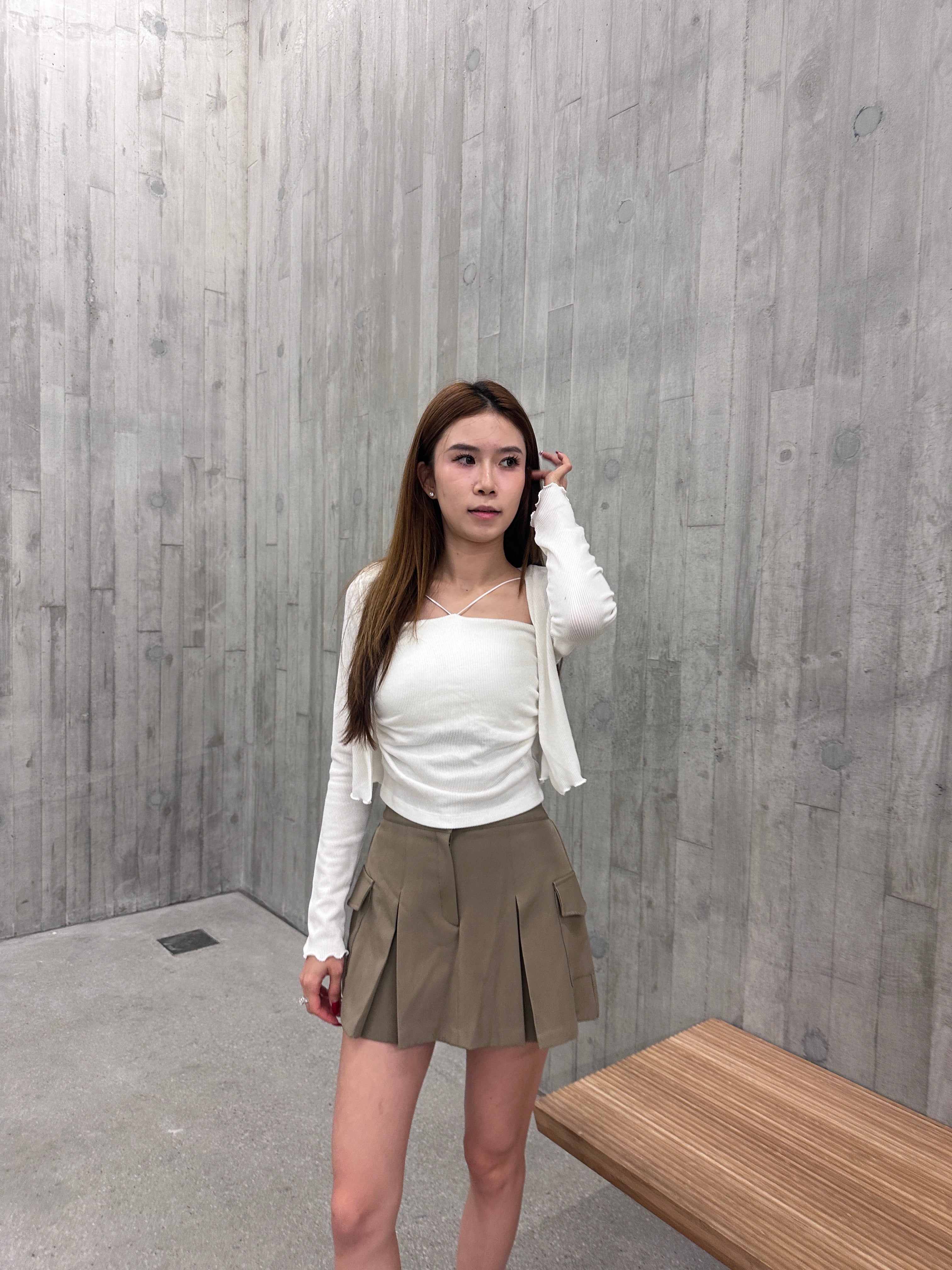 Pleated Cargo Skirt Short