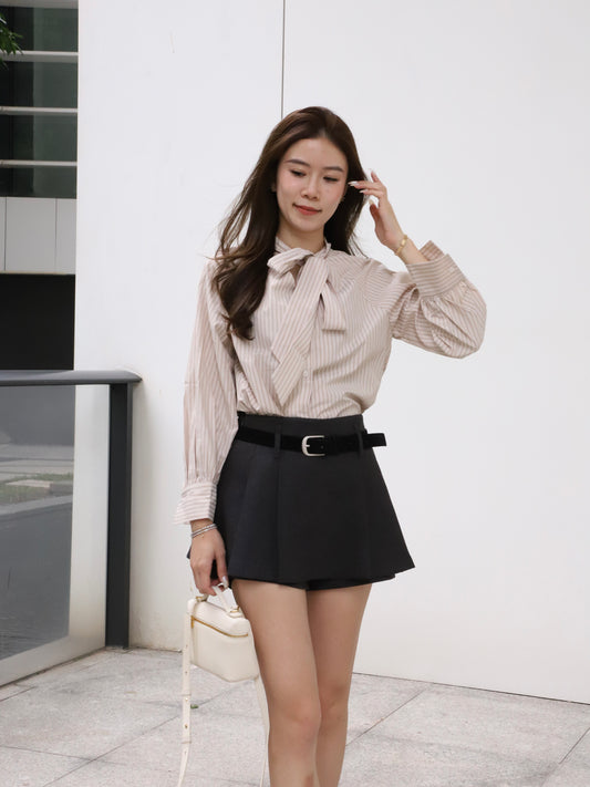 Dust Pink Striped V Shirt Top