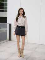 Dust Pink Striped V Shirt Top