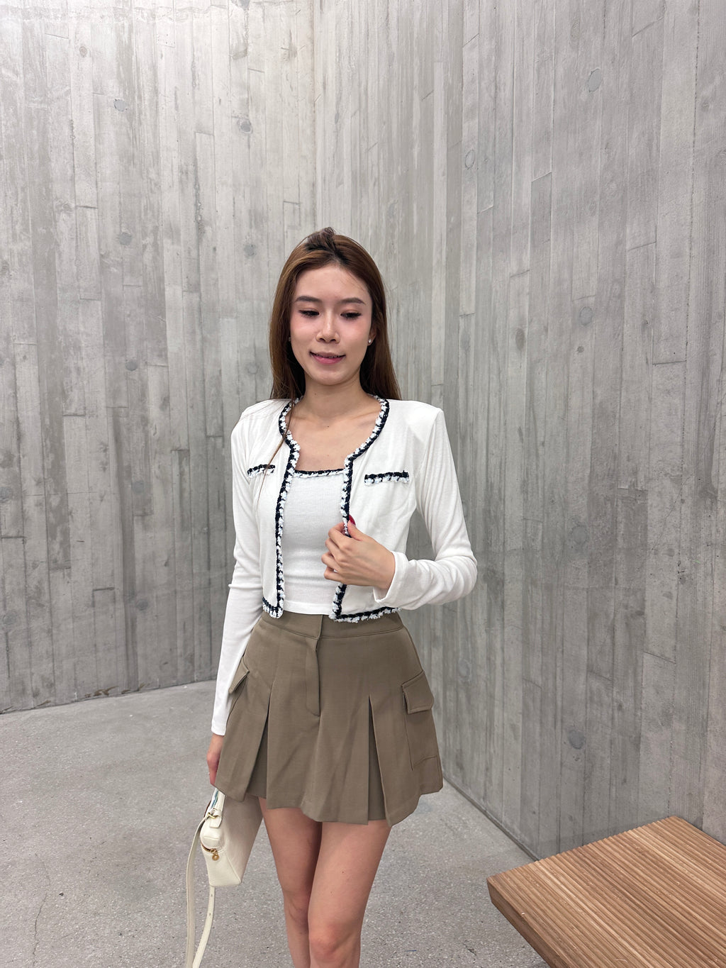 Tweed Outline Tank & Cardigan Set