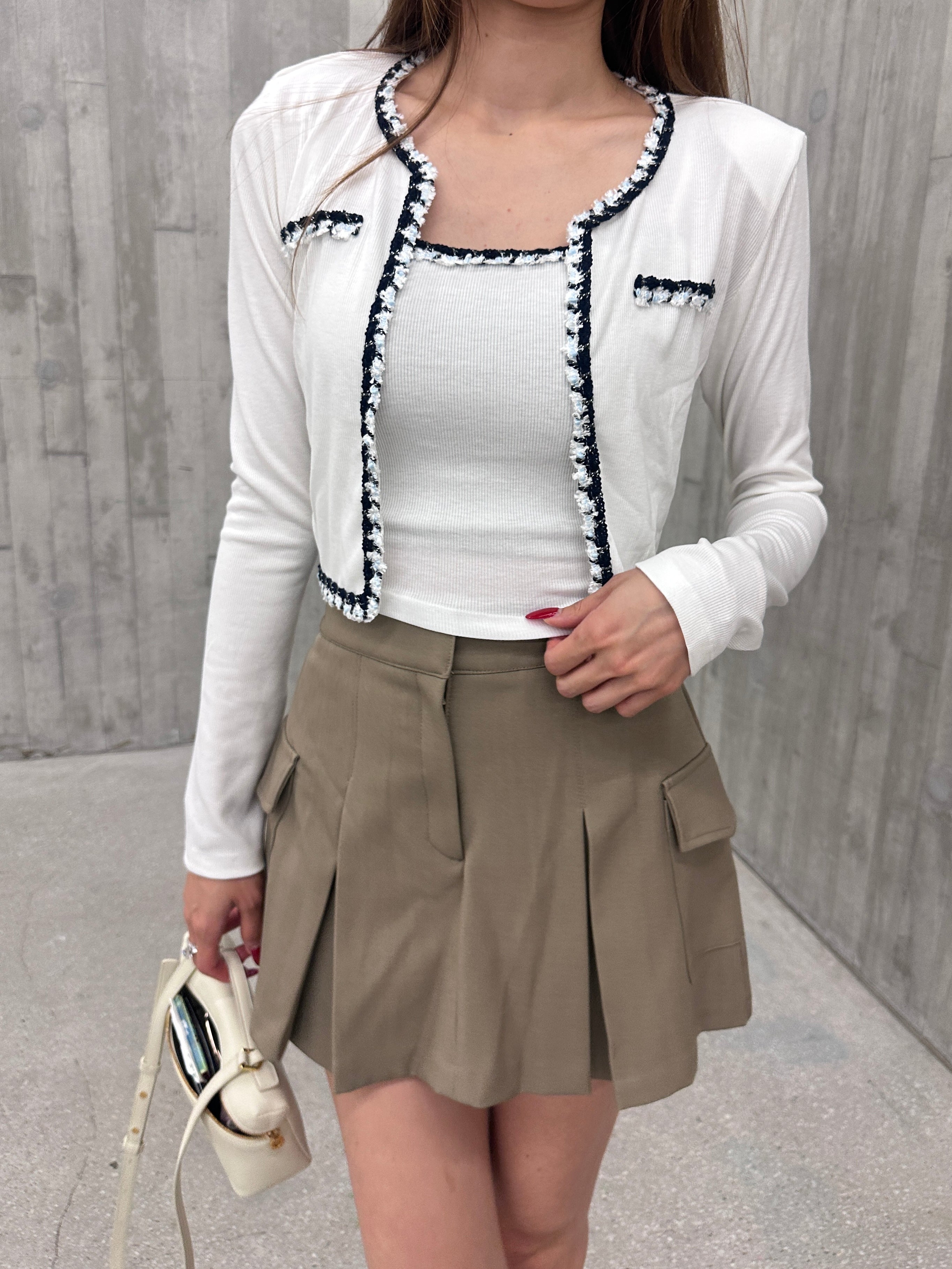 Tweed Outline Tank & Cardigan Set