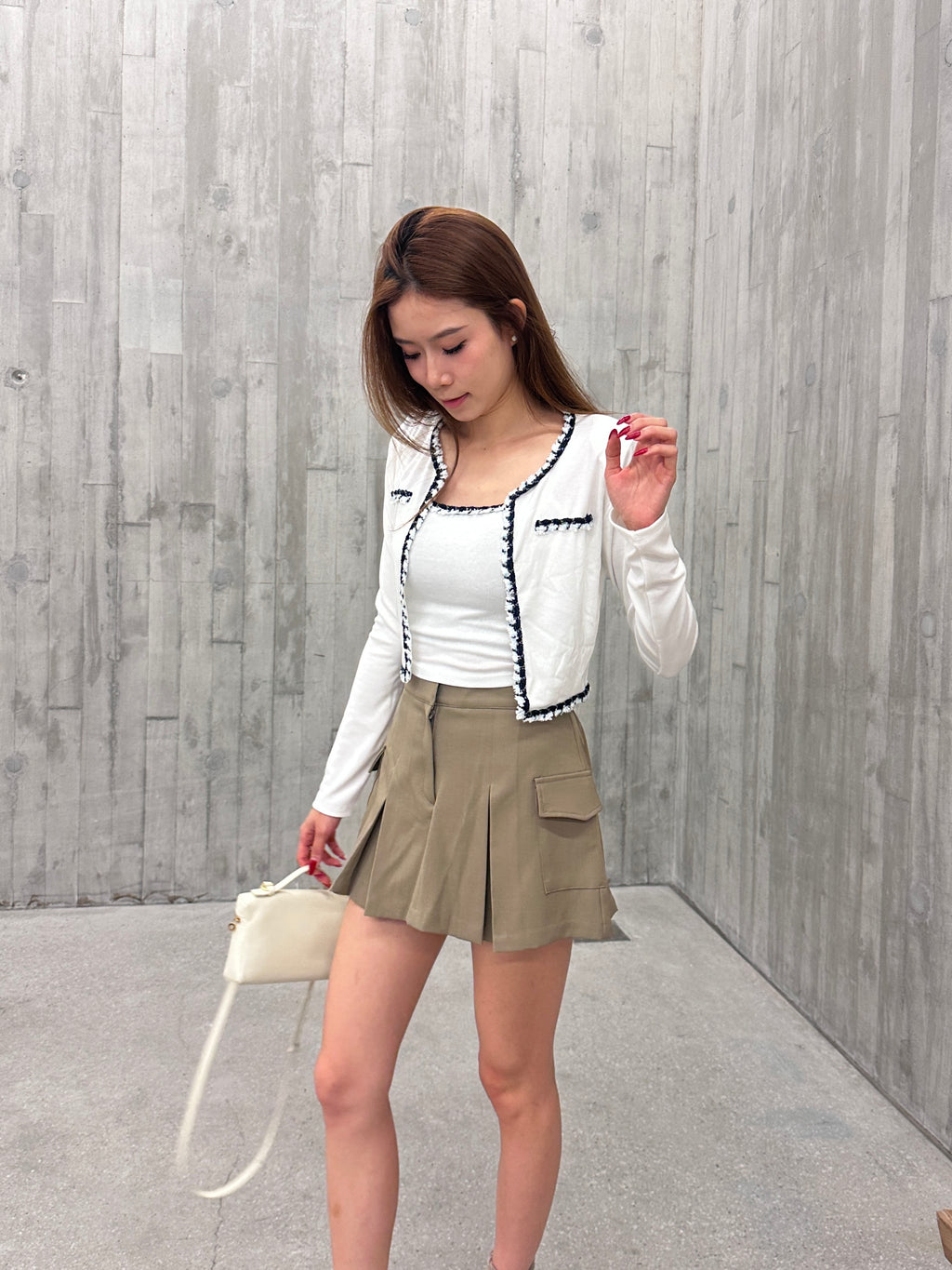 Tweed Outline Tank & Cardigan Set