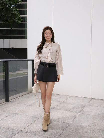 Dust Pink Striped V Shirt Top