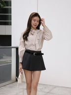 Dust Pink Striped V Shirt Top