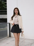 Dust Pink Striped V Shirt Top