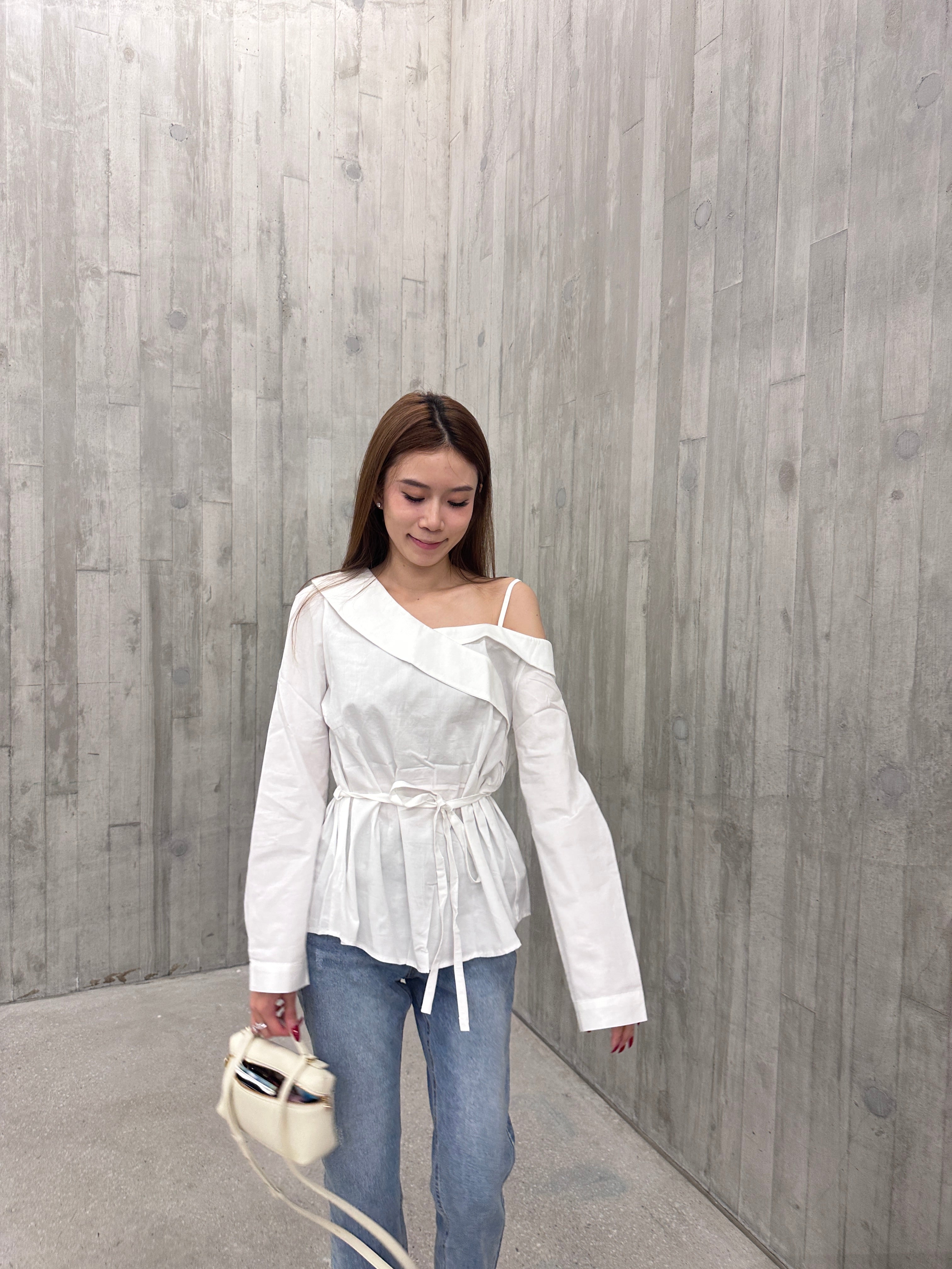 One Side Off Shoulder Shirt Top