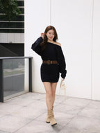 Knitted Mini Dress with Belt