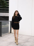 Knitted Mini Dress with Belt