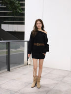 Knitted Mini Dress with Belt